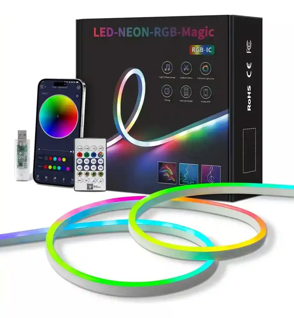 Cinta Tira Led Neon Rgb Manguera 5 Metros Rítmica Usb