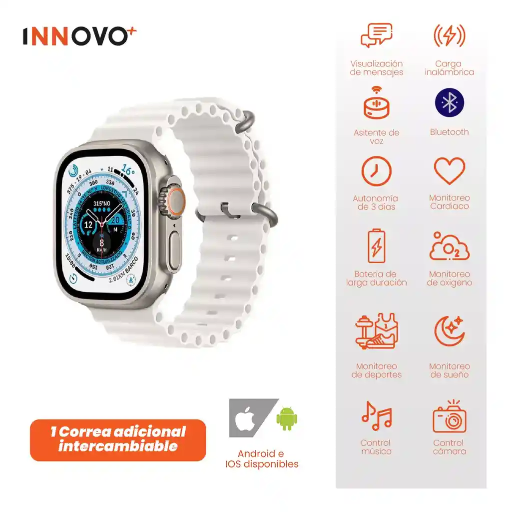 Smartwatch Pareja Con Accesorios Cargador Power Bank