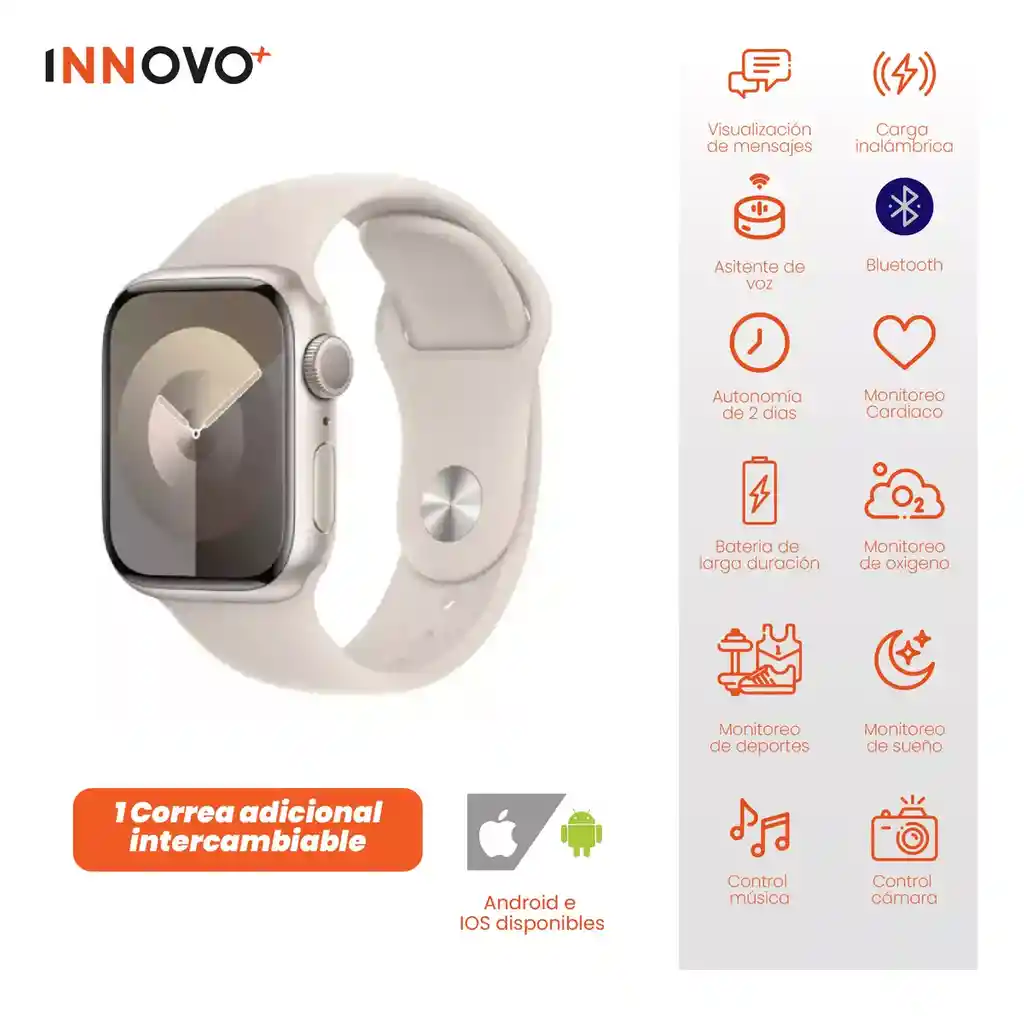 Smartwatch Pareja Con Accesorios Cargador Power Bank