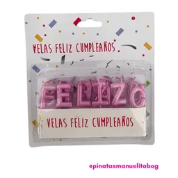 Vela Feliz Cumpleaños Para Torta Rosado