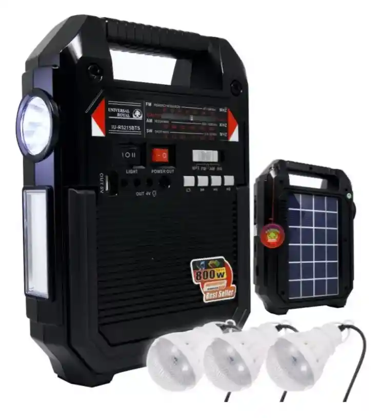 Super Radio Multifuncional Bt 3 Bandas Kit Solar Iu-r5215bts