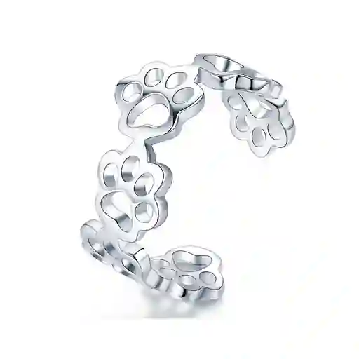 Anillo Ajustable Para Mujer Huellas Perro Gato En Plata 925