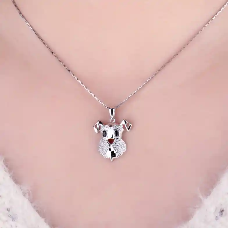 Collar Para Mujer Perro Schnauzer Fabricado En Plata 925
