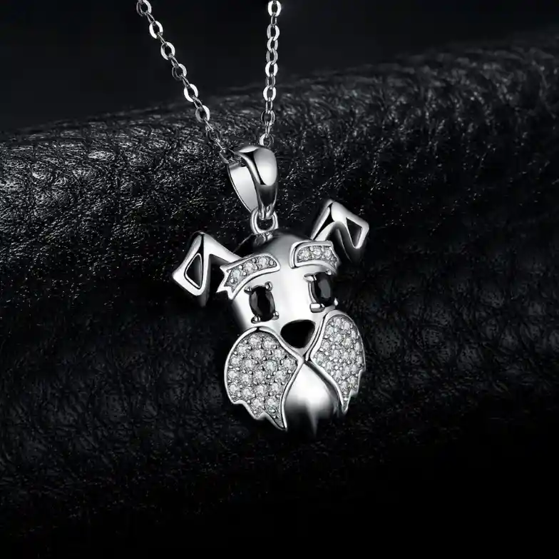 Collar Para Mujer Perro Schnauzer Fabricado En Plata 925