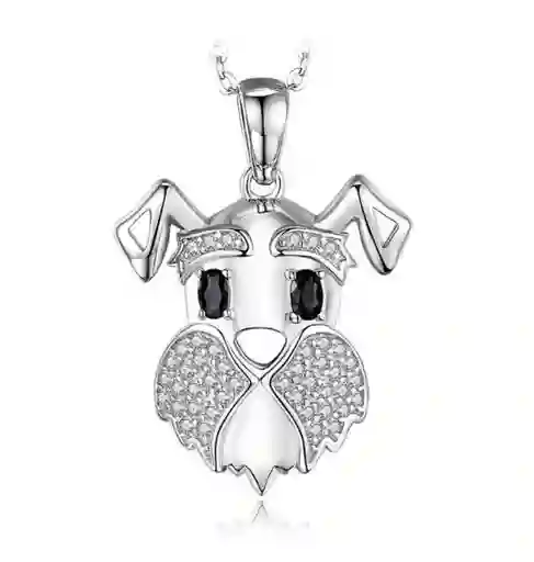 Collar Para Mujer Perro Schnauzer Fabricado En Plata 925
