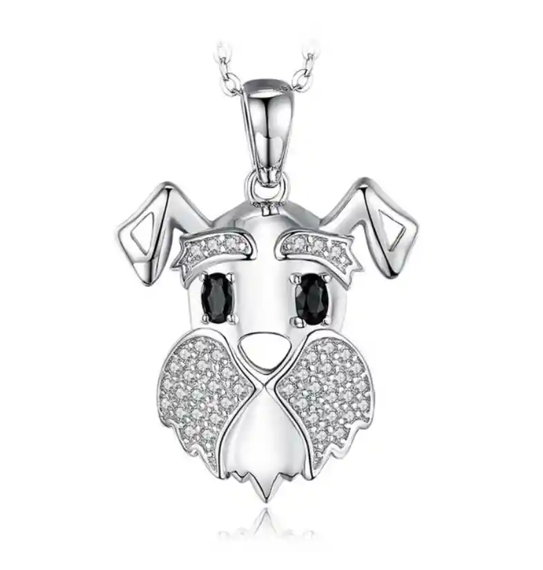 Collar Para Mujer Perro Schnauzer Fabricado En Plata 925