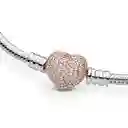 Pulsera Brazalete Pandora Cadena De Serpiente Cierre De Corazón Pavé 586292cz Plata 925 Talla 18cm