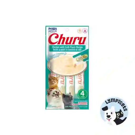 Inaba Cat Snack Churu 4 Piezas - Chicken With Crab- Pollo Y Cangrejo 56 Gr