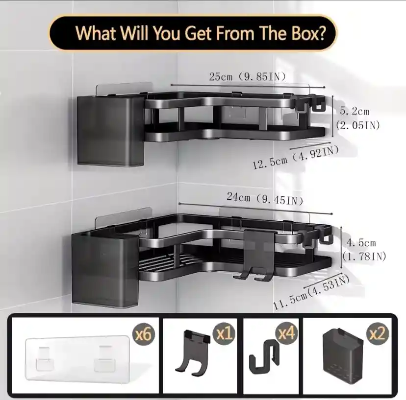 Orgaizador De Ducha Esquinero X2 Con Adesibo Inoxidable