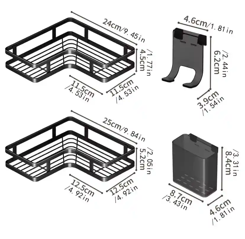 Orgaizador De Ducha Esquinero X2 Con Adesibo Inoxidable