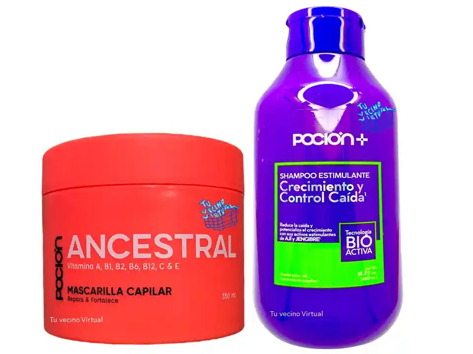 Mascarilla Ancestra Y Shampoo Crecimiento Y Control Caida La Pocion