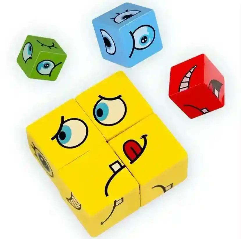 Juego Cubo Rubik Caritas Puzzle Face Cambio De Emociones Estructura Multicolor