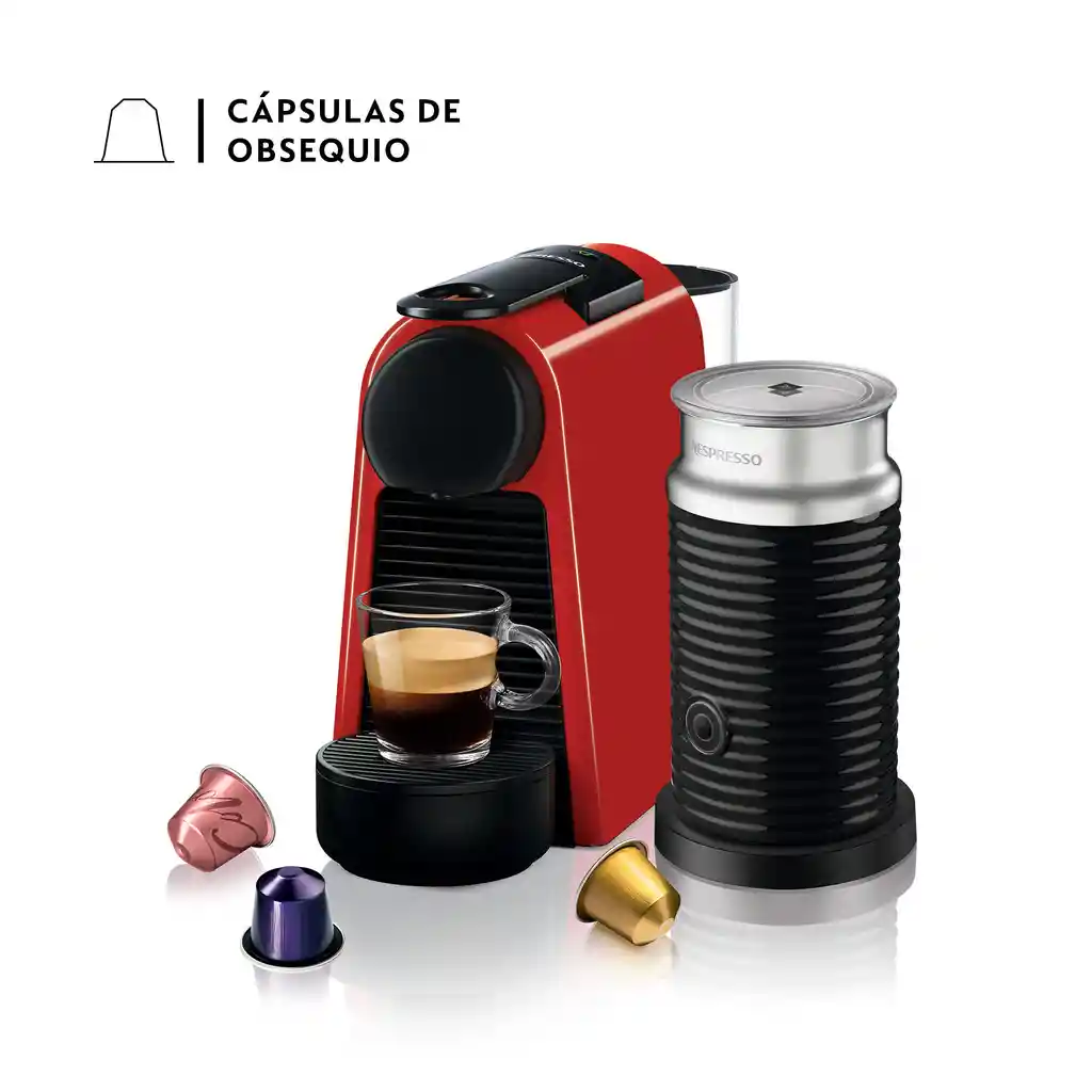 Cafetera Essenza Mini Roja Con Espumador De Leche