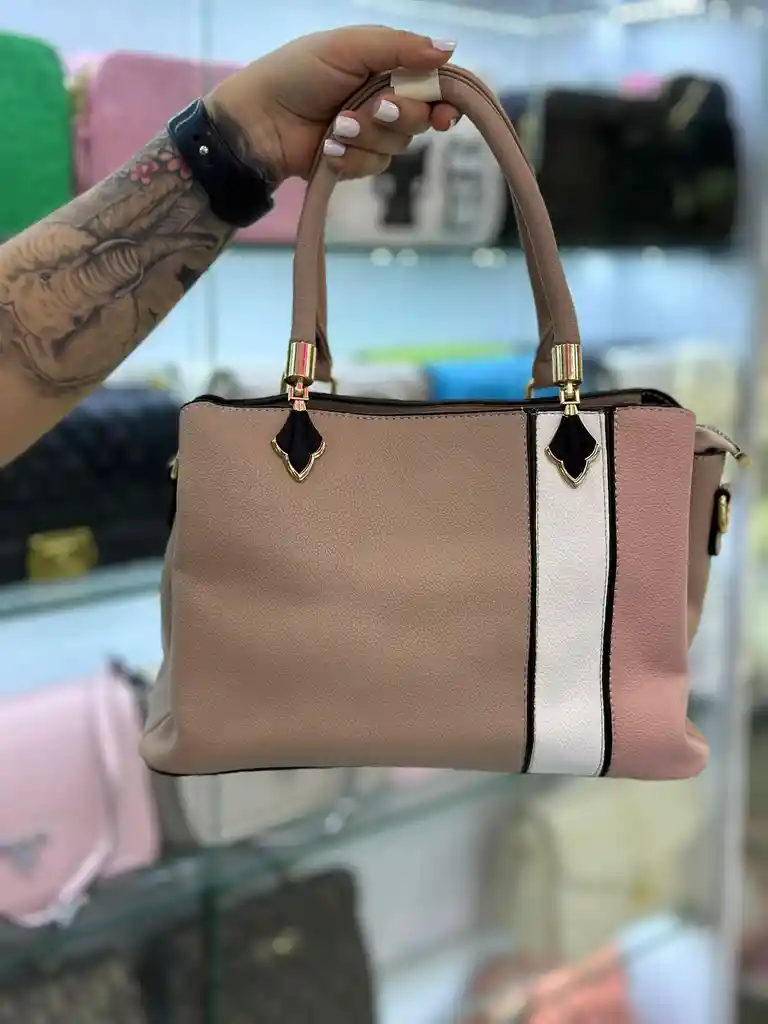 Cartera Importada Rombo Beige-rosado