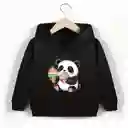 Sueter Infantil Negro De Capucha Con Panda