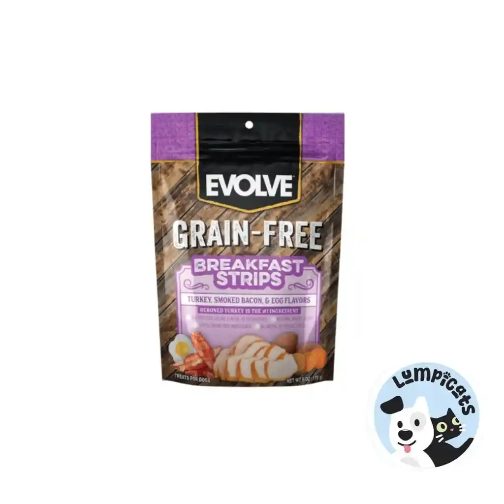 Evolve Dog Snack Grain Free Jerky Desayuno Pavo-tocineta 6 Oz -170 Gr