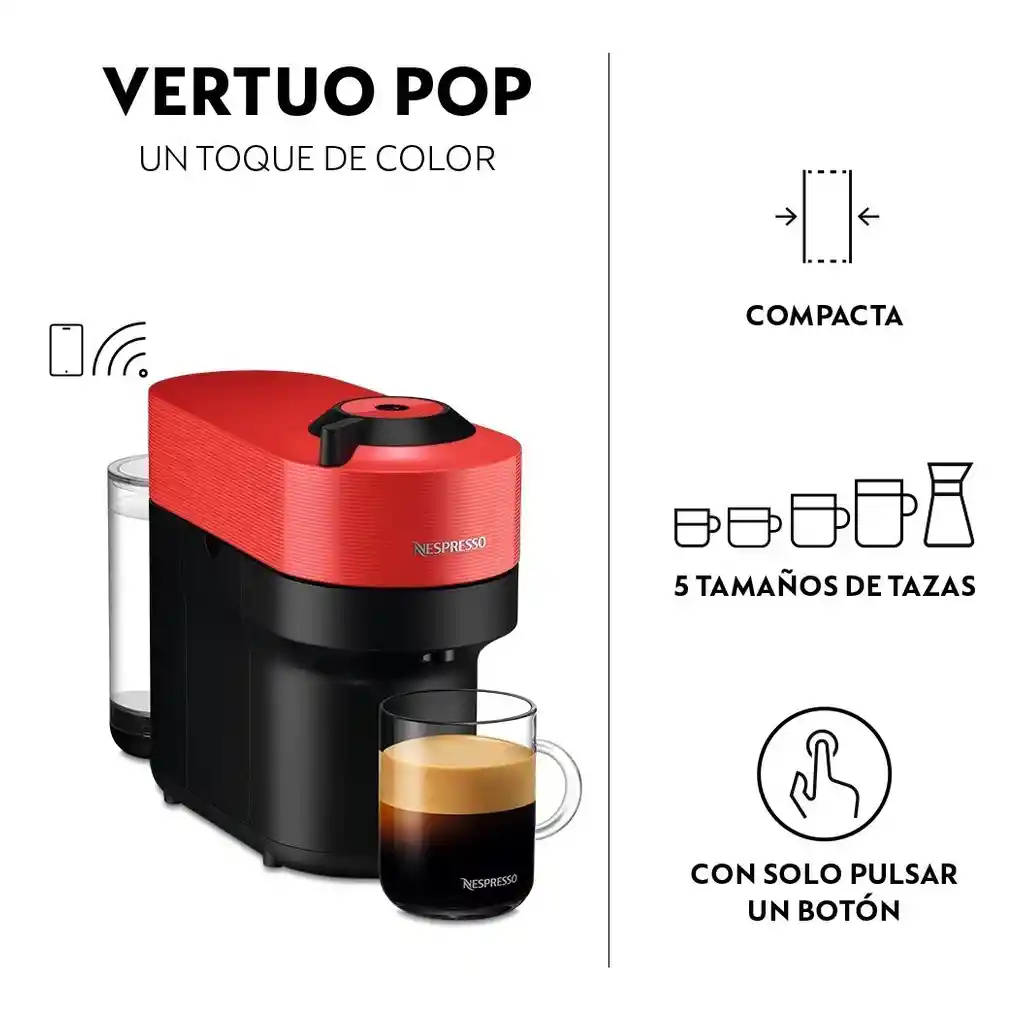 Cafetera Vertuo Pop Red Con Espumador De Leche