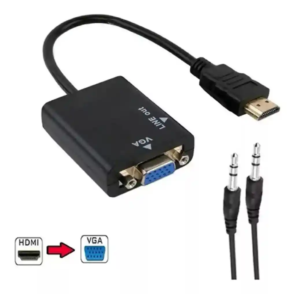 Cable Conversor De Monitor Hdmi A Vga Con Salida De Audio