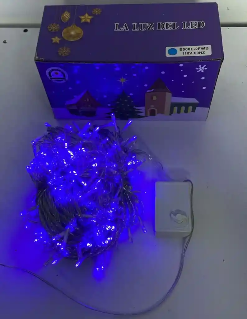 Luces De Navidad X 500 Bombillos Cable Blanco Luz Azul 32 Metros Aproximadamente Luces Navideñas