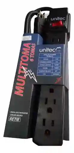Multitoma Unitec 6 Tomas, 90cm, Protege Tus Equipos