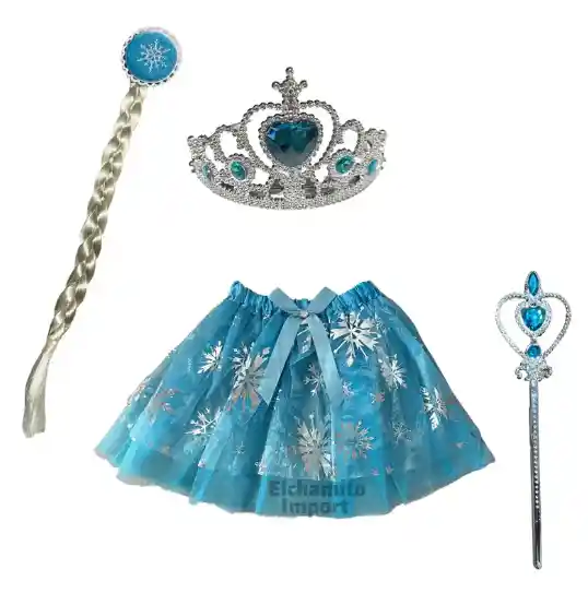 Set De 4 Corona, Tutu, Trensa Y Cetro De Frozen Elsa Para Niña Dama para halloween