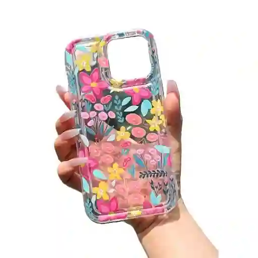 Forro Para Iphone 13 Transparente Flores