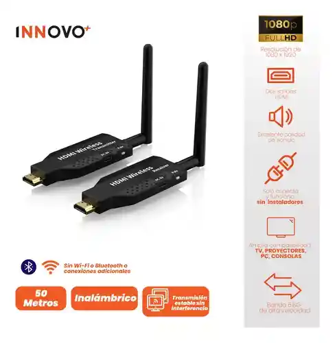 Transmisor Hdmi Inalámbrico Receptor Emisor 50 Metros