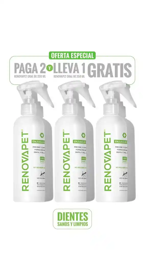 Kit Renovapet Enjuague Bucal Paga 2 Lleva 3