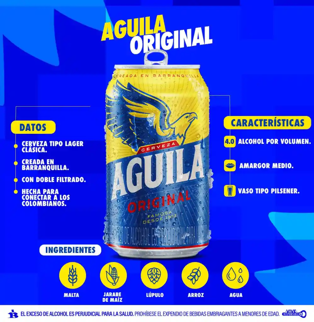 Aguila Cerveza Original 330 Ml Lata X 6