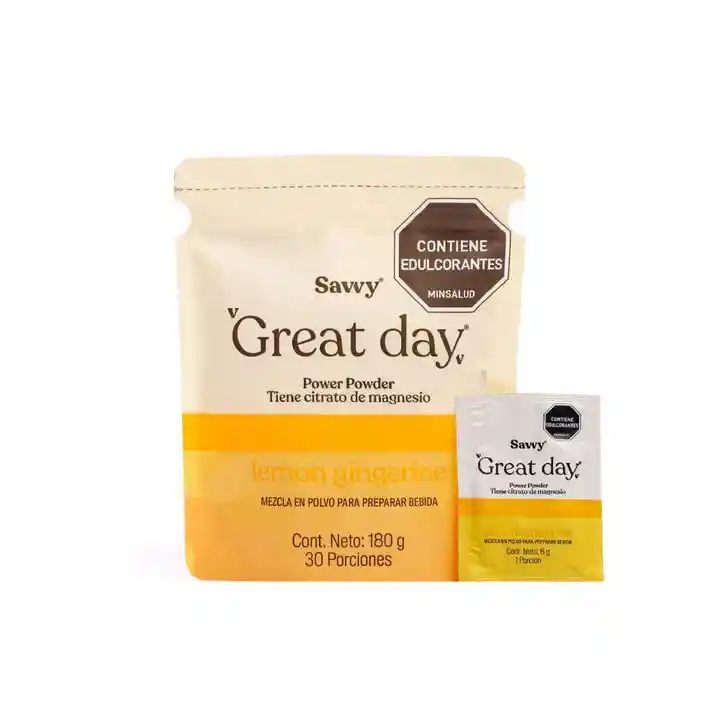 Great Day (magnesio) Limonada De Gingerine X 180 Gr X 30 Sobres - Savvy