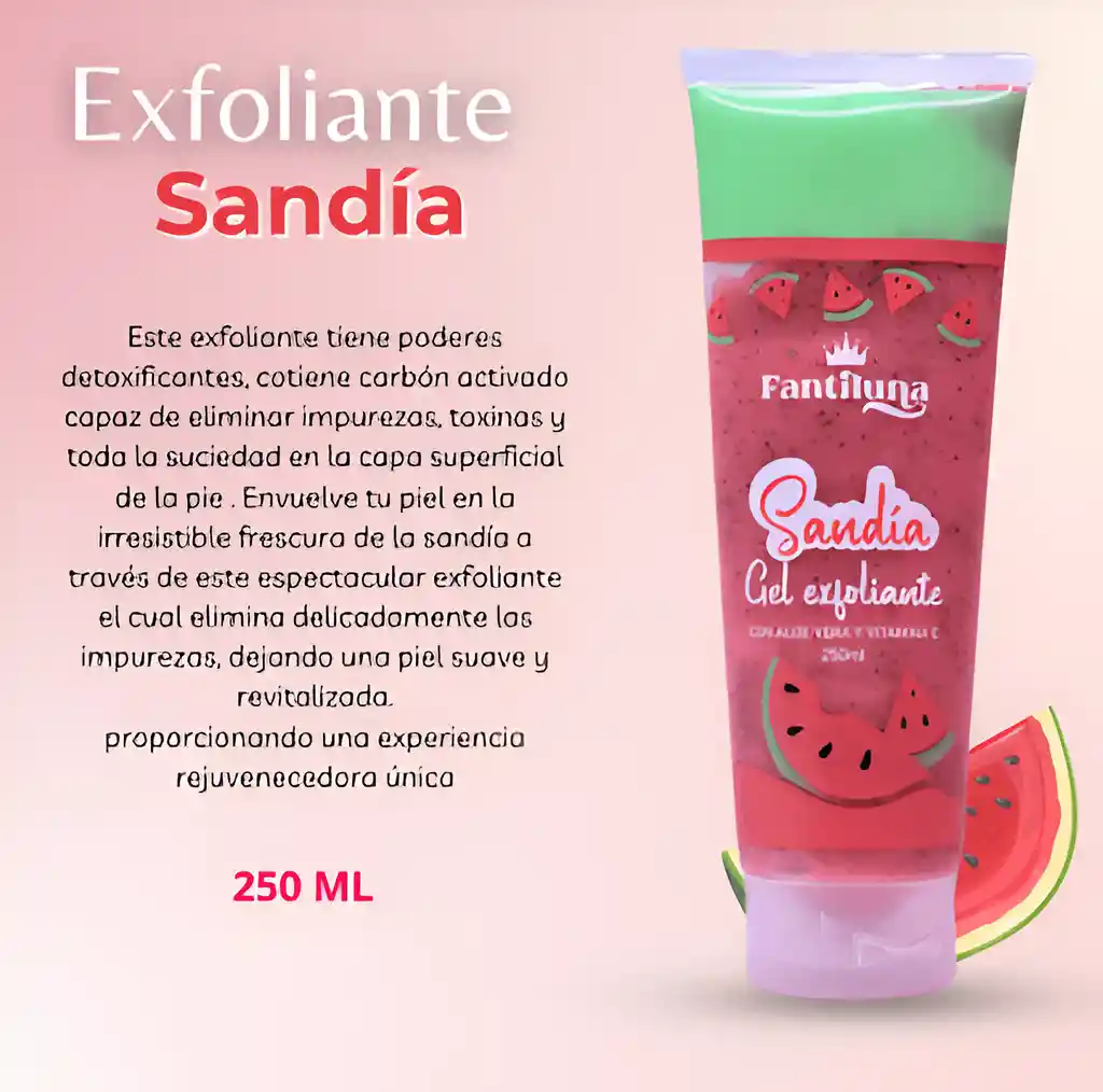 Gel Exfoliante Fantiluna Sandía Con Aloe Vera Y Vitamina E 250 Ml