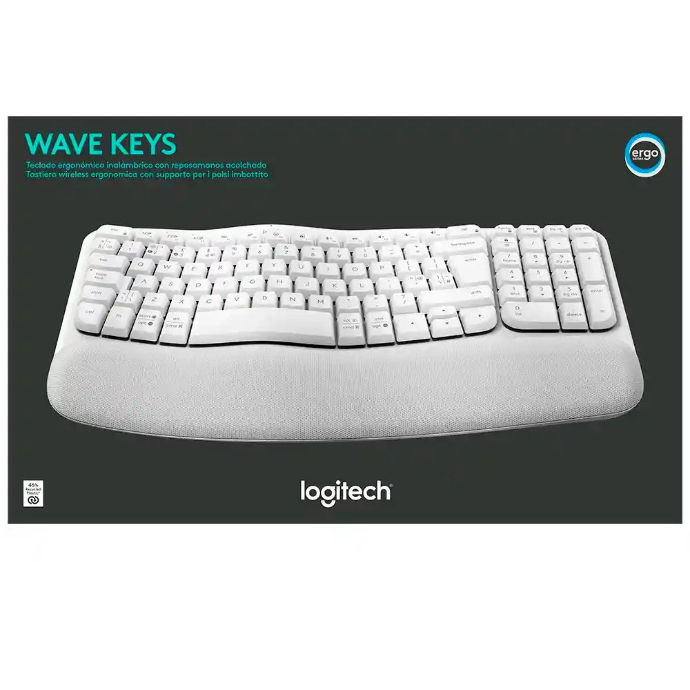 Teclado Inalámbrico Ergonómico Logitech Wave Keys Blanco (español)