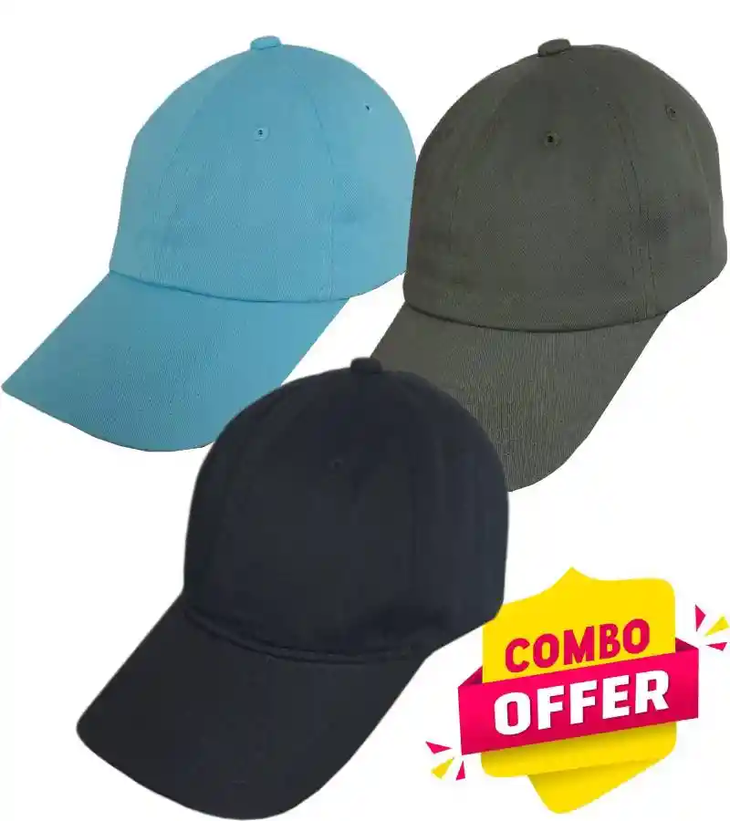 Gorras En Drill Sencilla X 3 Colores (negra, Verde Militar, Azul Claro)