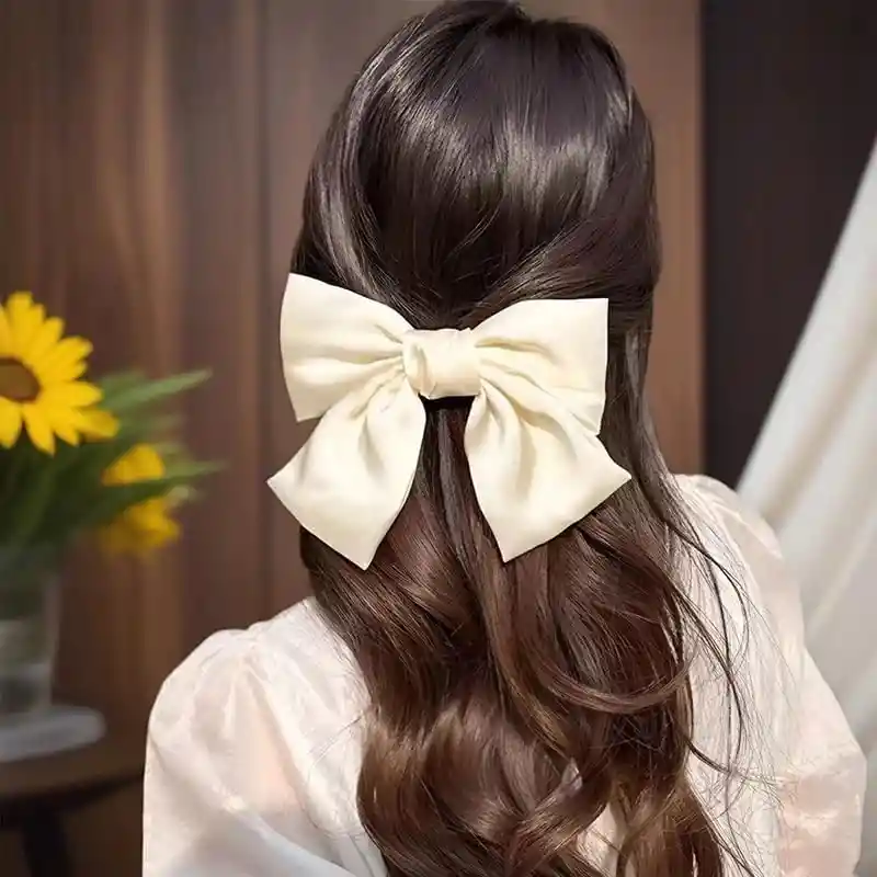 Moño Lazo Satinado Para Cabello Pelo Con Hebilla