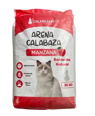 Arena Calabaza Pets 100% Bentonita 25kg Manzana