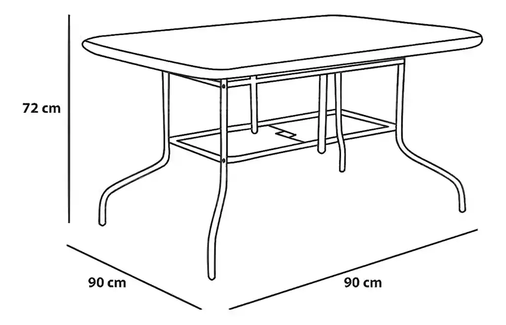 Mesa Rectangular Con Vidrio Blanca De Exterior 140cmx90cmx10cm