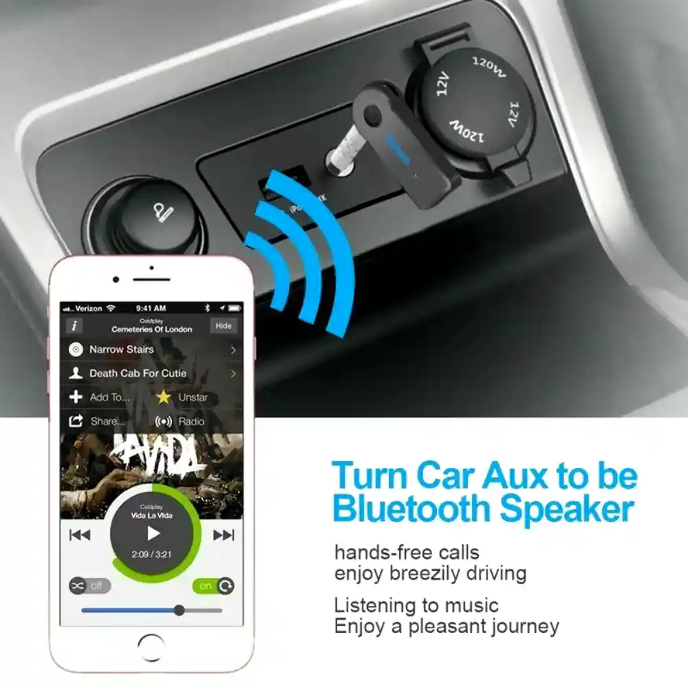 Adaptador Bluetooth Carro Audio Micrófono Manos Libres Recargable Seisa Bt-350