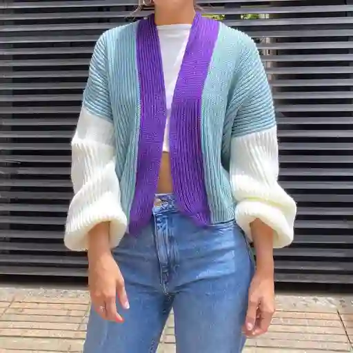 Cardigan Victoria, Morado Y Verde - Tallas Sm