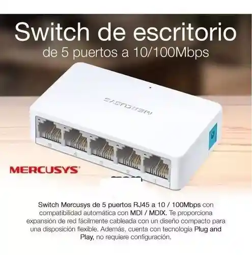 Switch Rj45 5 Puertos 10/100 Mbps | Multipuertos Rj45