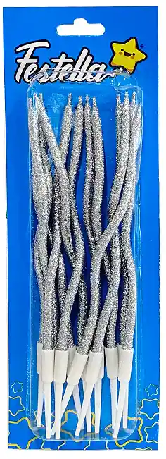 Vela Plateada Escarchada 12,5cm - 12und