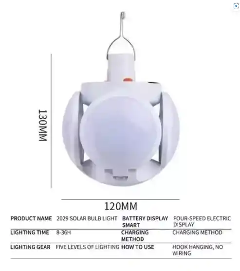 Lampara Solar 4 Bombillos Led De Emergencia Futbol 2029 Foco