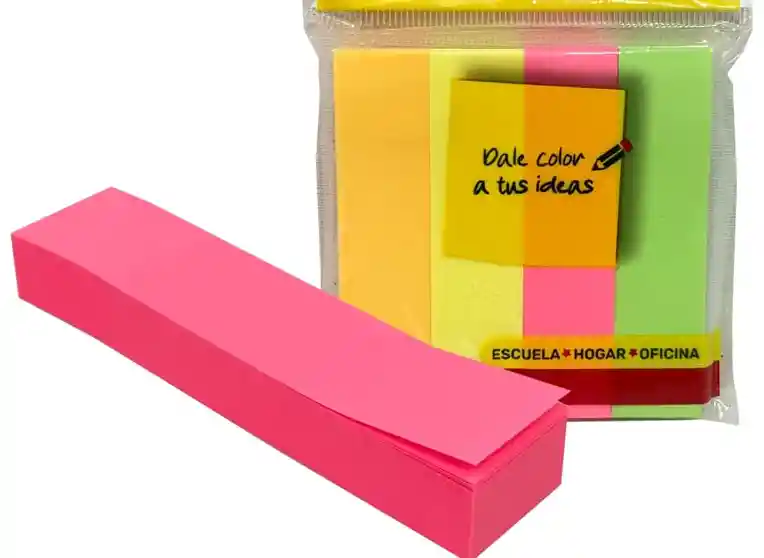 Notas Adhesivas Neon, 4 Colores - X300 Und