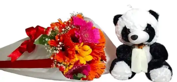 Flores De Gerberas Y Peluche Panda