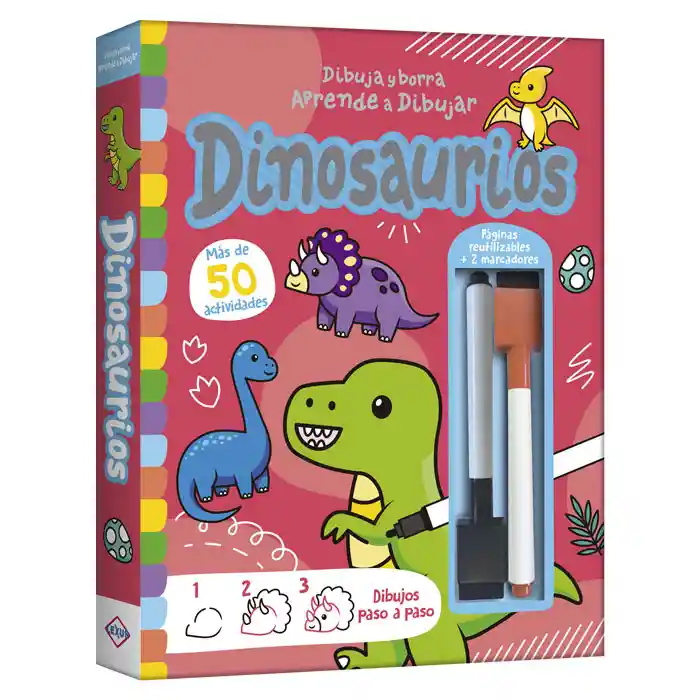 Libro Borrable Aprende A Dibujar Dinosaurios Para Niños