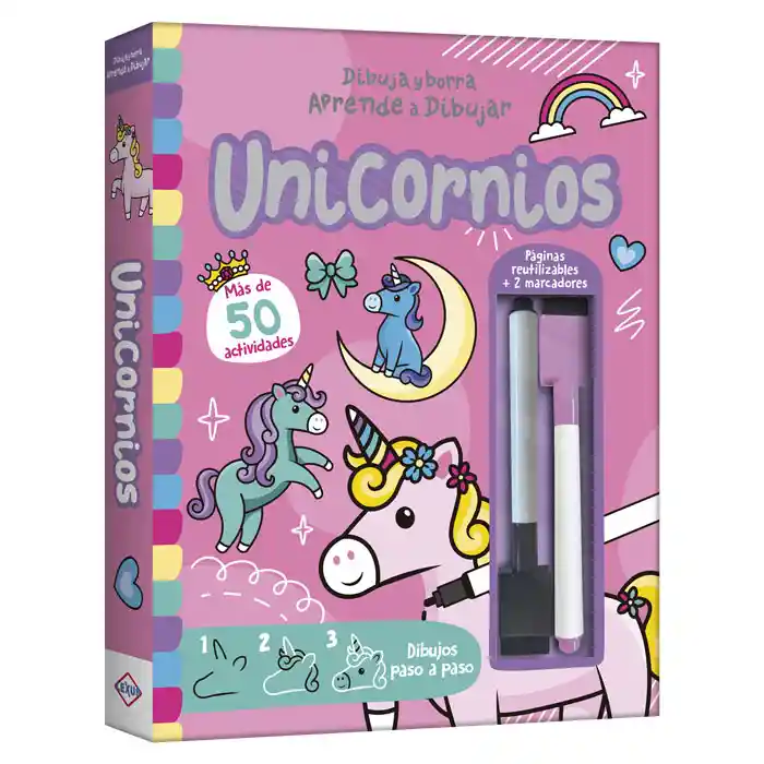 Libro Borrable Aprende A Dibujar Unicornios Para Niños