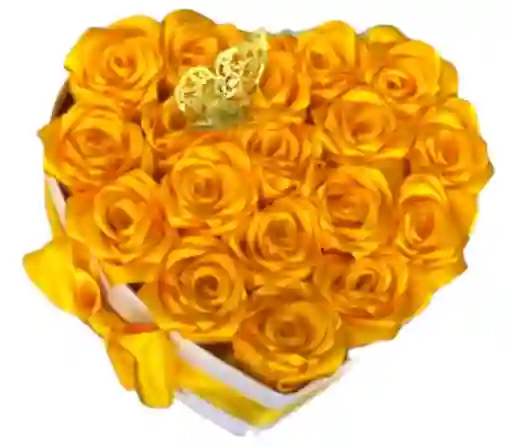 Caja Corazon Rosas Amarilla Eternas