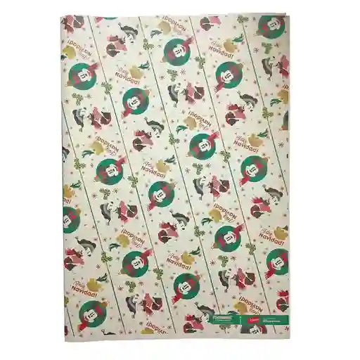 Papel De Regalo Kraft Navideño 10 Pliegos