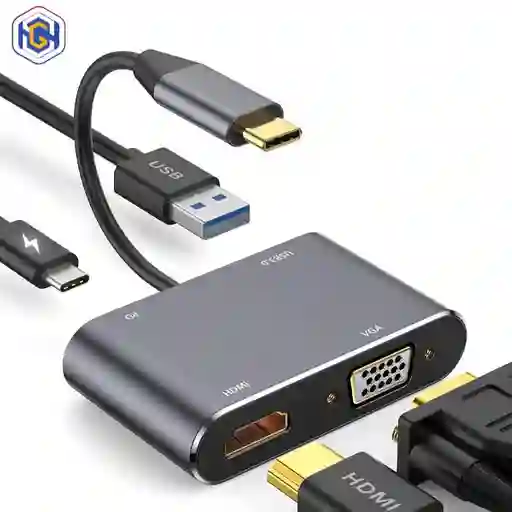 Hub Adaptador Usb C- A Hdmi /vga / Usb / Compatible Thunderbolt 2