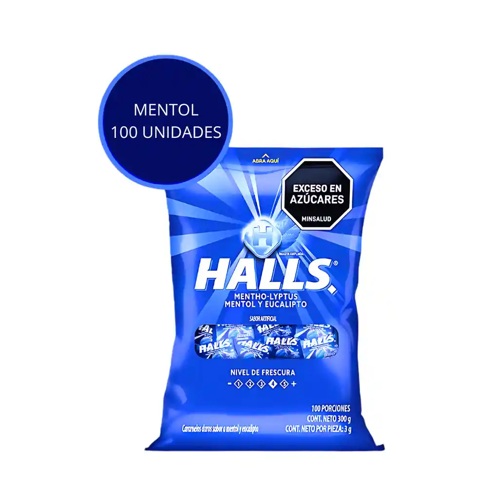 Halls Metho Lyptus X 100 Unidades