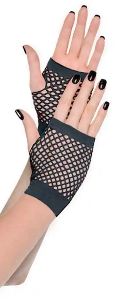 Guantes En Malla Cortos Negros -. Halloween